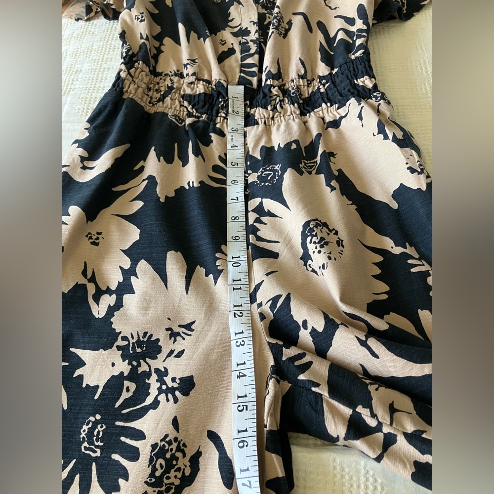 ANTHROPOLOGIE Somerset Black/Tan Floral Wide Leg Jumpsuit Size XS (Like a S/M) - Picture 13 of 16
